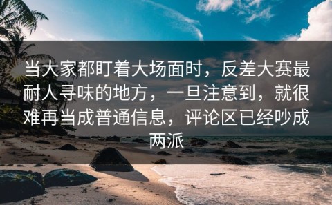 当大家都盯着大场面时，反差大赛最耐人寻味的地方，一旦注意到，就很难再当成普通信息，评论区已经吵成两派